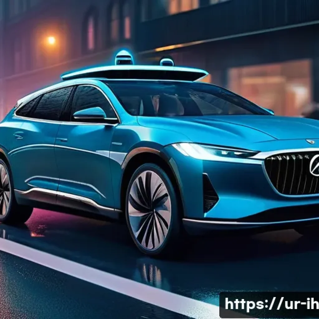 자율주행차 기술에 필요한 비전 시스템 이해하기 - A modern autonomous car equipped with advanced vision systems driving through a foggy urban street a...