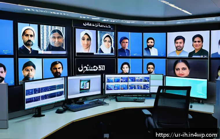 실시간 비디오 스트리밍에서의 이미지 분석 - A sophisticated real-time video streaming control room in a modern Pakistani tech company, featuring...