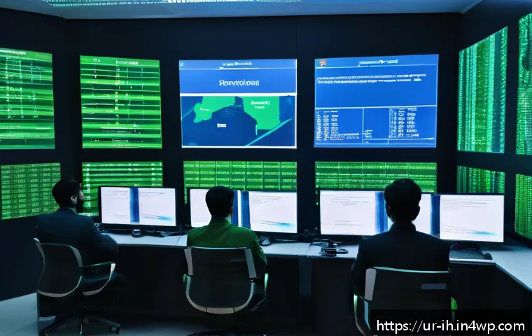 비전 시스템에서의 데이터 보안 고려사항 - A high-tech control room of a vision system security center in Pakistan, featuring large digital scr...